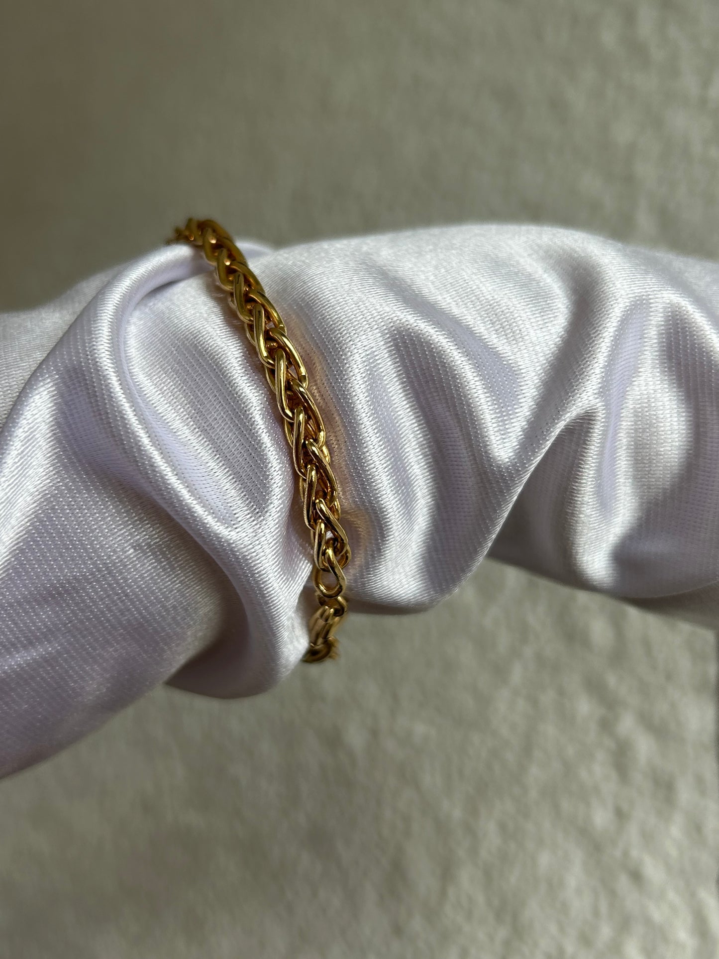 Splendide bracelet en plaqué or d’occasion maille palmier