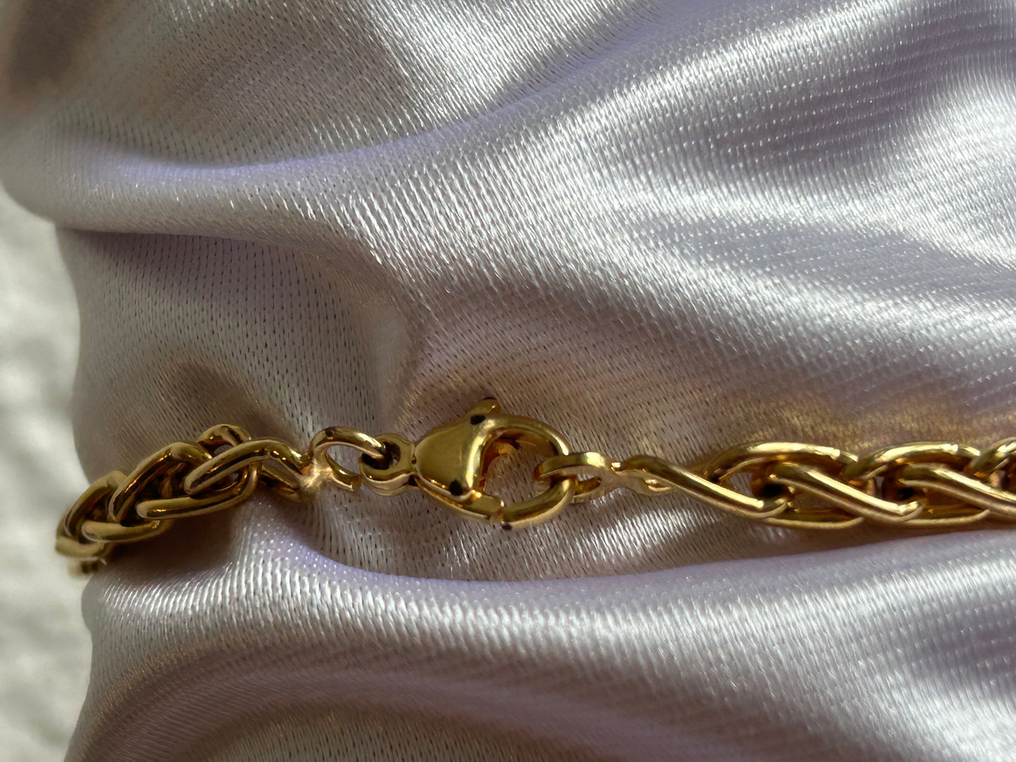 Splendide bracelet en plaqué or d’occasion maille palmier