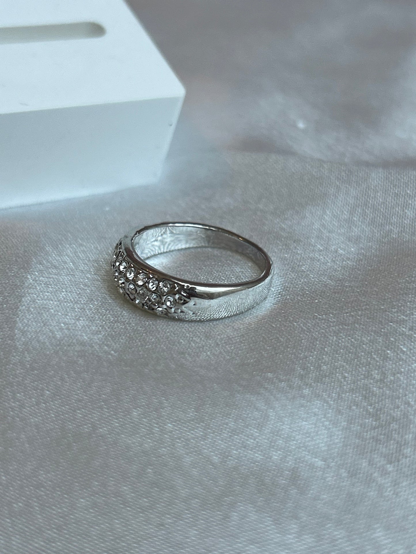 Bague argenté et strass femme taille 58