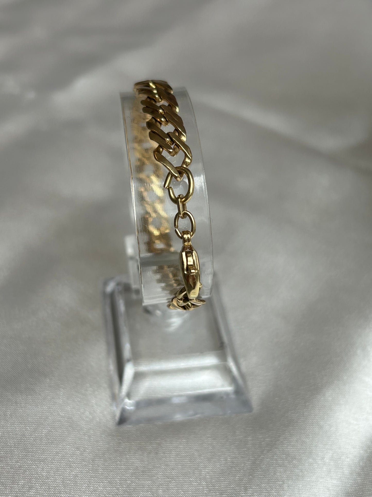 Bracelet style maille anglaise en plaqué or grosses mailles plates
