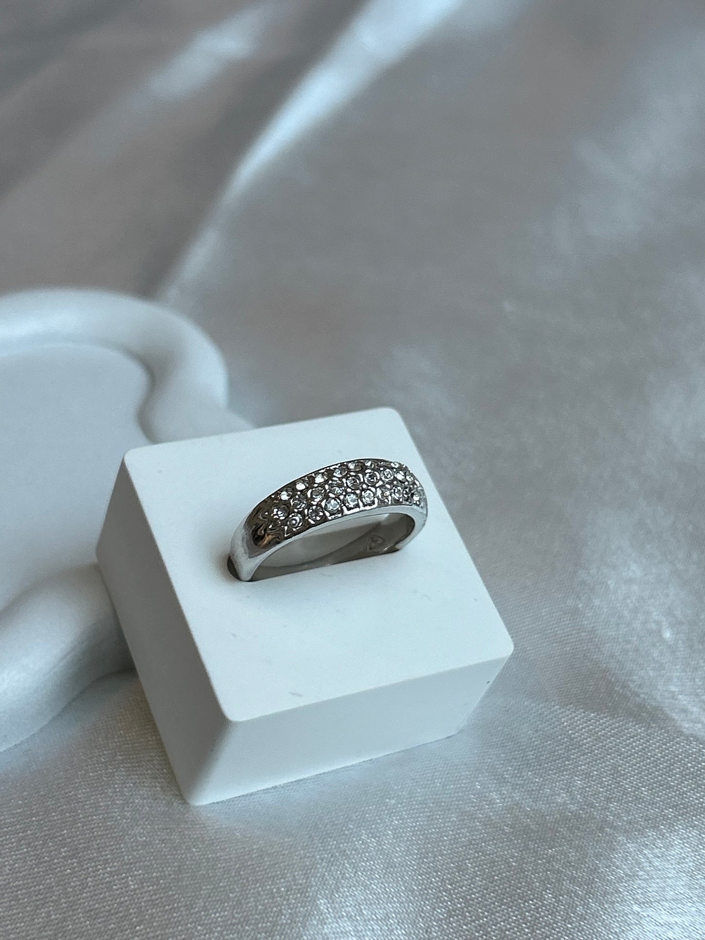 Bague argenté et strass femme taille 58