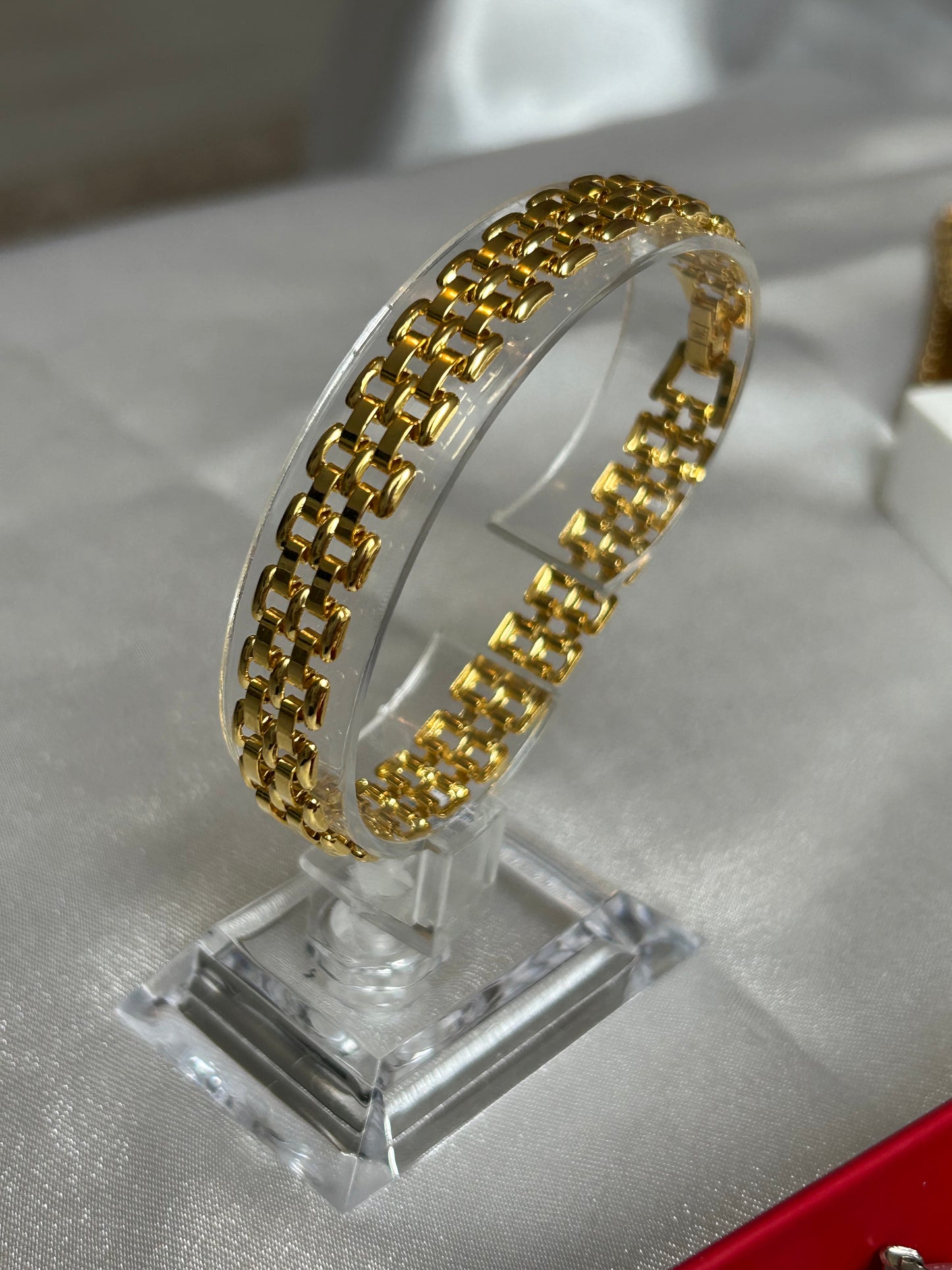 Bracelet vintage grosse maille YR doré