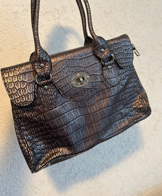 Sac vintage HEXAGONA gris noir femme