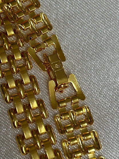 Bracelet vintage grosse maille YR doré