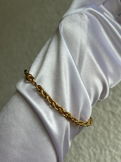 Splendide bracelet en plaqué or d’occasion maille palmier