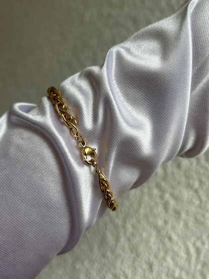 Splendide bracelet en plaqué or d’occasion maille palmier